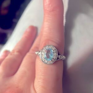Sterling silver faux aquamarine ring